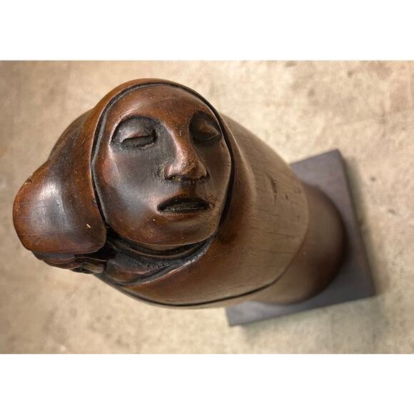 Vintage Arias Wood Carving Sculpture Woman & Child, 10" - Picture 2 of 16